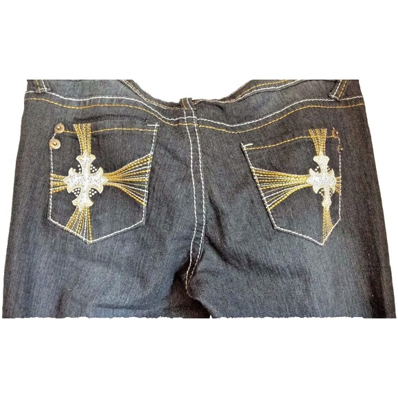 Kaba Jeans Boot Cut Dark Wash  Embellished Back Pockets Size 11 - Picture 2 of 6